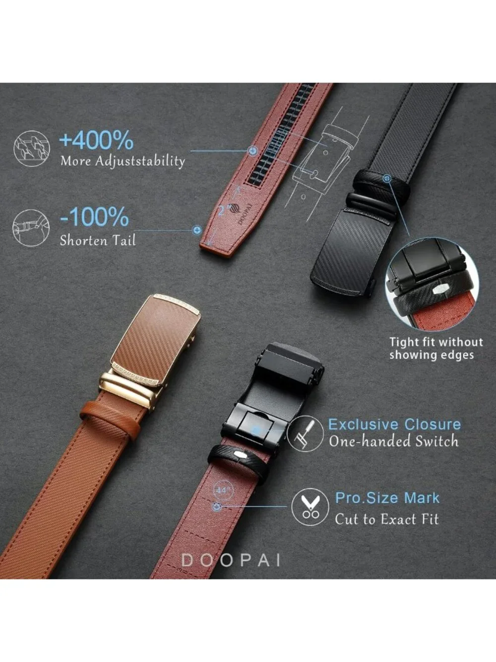 Adjustable Ratchet Dress Belt for Men - 1 3/8
